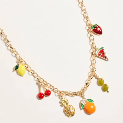 Fashnzfab Fruit Charm Station Necklace In Gold
