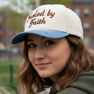Fashnzfab Fueled By Faith Message Embroidered Baseball Cap In Neutral
