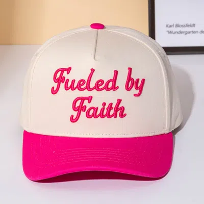 Fashnzfab Fueled By Faith Message Embroidered Baseball Cap In Pink