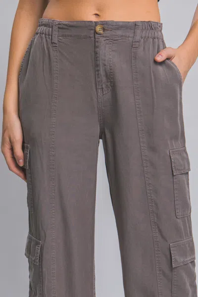 Fashnzfab Full-length Tencel Pants With Cargo Pockets In Grey