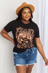 Fashnzfab Full Size Graphic Round Neck Tee In Black
