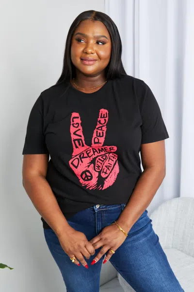 Fashnzfab Full Size Graphic Tunic T-shirt In Black