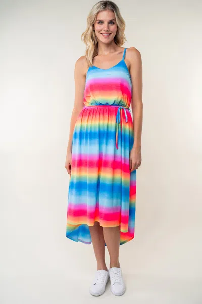 Fashnzfab Full Size Ombre Striped Midi Cami Dress In Multi