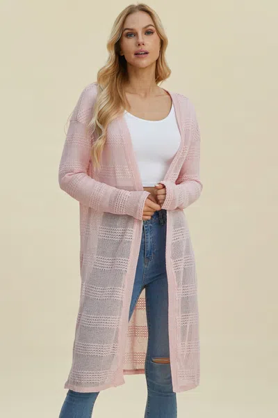 Fashnzfab Full Size Open Front Longline Cardigan In Multi