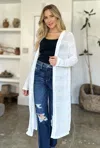 Fashnzfab Full Size Open Front Longline Cardigan In White