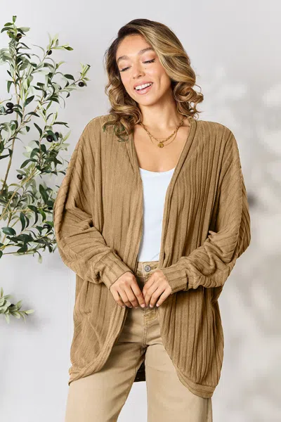 Fashnzfab Full Size Ribbed Cocoon Cardigan In Multi