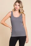 Fashnzfab Full Size Ribbed Scoop Neck Tank In Multi