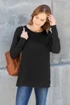 Fashnzfab Full Size Round Neck Dropped Shoulder T-shirt In Black