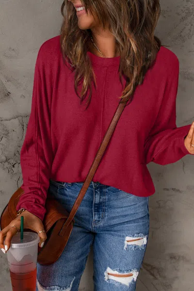 Fashnzfab Full Size Round Neck Long Sleeve T-shirt In Silver
