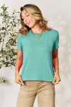 Fashnzfab Full Size Round Neck Short Sleeve T-shirt In Blue