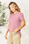 Fashnzfab Full Size Round Neck Short Sleeve T-shirt In Pink