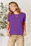 Fashnzfab Full Size Round Neck Short Sleeve T-shirt In Purple
