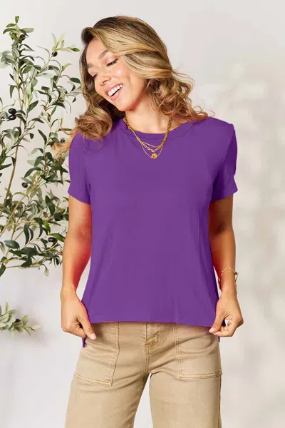 Fashnzfab Full Size Round Neck Short Sleeve T-shirt In Purple