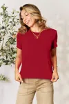Fashnzfab Full Size Round Neck Short Sleeve T-shirt In Silver