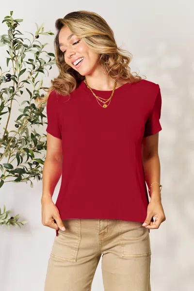 Fashnzfab Full Size Round Neck Short Sleeve T-shirt In Silver