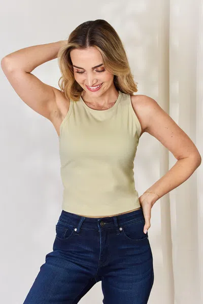 Fashnzfab Full Size Round Neck Slim Tank In Beige