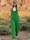 Fashnzfab Full Size Sleeveless V-neck Pocketed Jumpsuit In Green