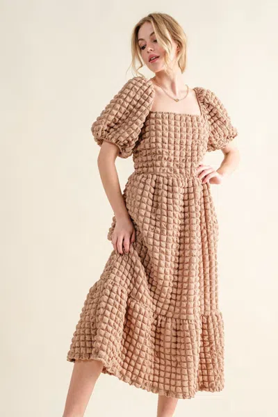 Fashnzfab Full Size Square Neck Puff Sleeve Dress In Multi
