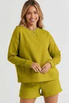 Fashnzfab Full Size Texture Long Sleeve Top And Drawstring Shorts Set In Multi