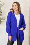 Fashnzfab Full Size Waffle-knit Open Front Cardigan In Multi