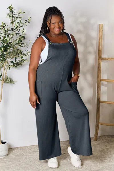 Fashnzfab Full Size Wide Strap Overall With Pockets In Multi