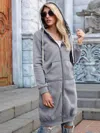 Fashnzfab Full Size Zip-up Longline Hoodie With Pockets In Multi
