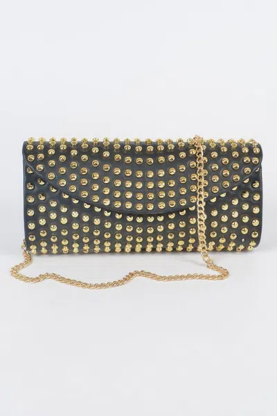Fashnzfab Full Studded Clutch In Black