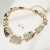 Fashnzfab Fur Snake Skin Pattern Plate Link Statement Necklace In Multi