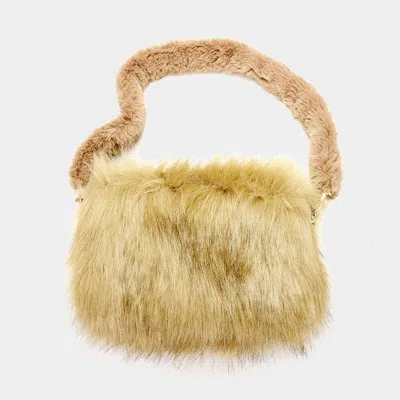 Fashnzfab Furry Faux Fur Clutch Bag In Brown