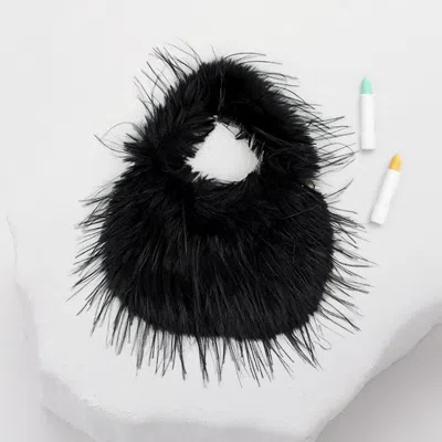 Fashnzfab Furry Handbag / Crossbody Bag In Black