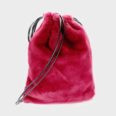 Fashnzfab Kids' Furry Soft Faux Fur Drawstring Backpack Bag In Pink