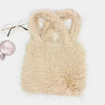 Fashnzfab Furry Tote Bag In Sand
