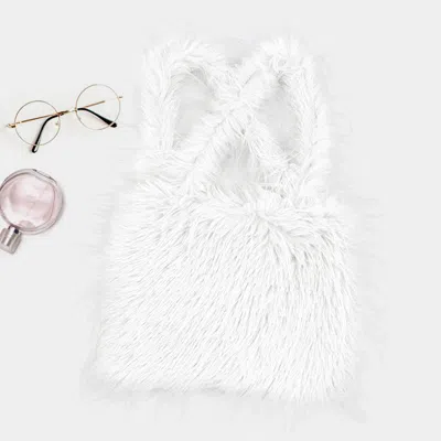 Fashnzfab Furry Tote Bag In White