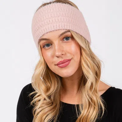 Fashnzfab Fuzzy Cable Knit Headband In Pink