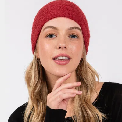 Fashnzfab Fuzzy Cable Knit Headband In Red