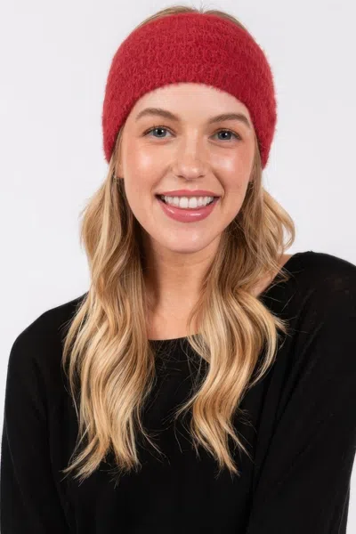 Fashnzfab Fuzzy Cable Knit Headband In White