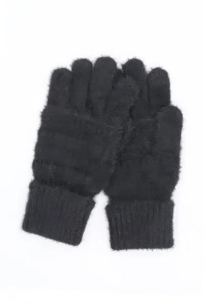 Fashnzfab Fuzzy Cable Knit Smart Touch Gloves In Black