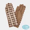 Fashnzfab Fuzzy Checkered Plaid Smart Touch Gloves In Brown