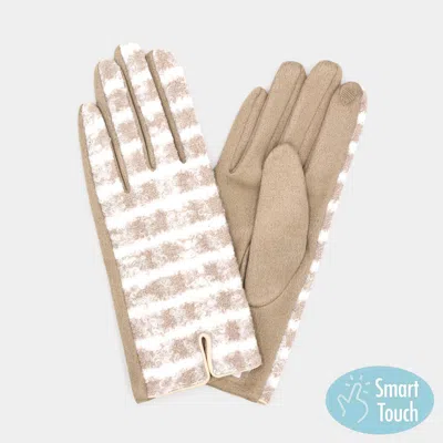 Fashnzfab Fuzzy Checkered Plaid Smart Touch Gloves In Brown