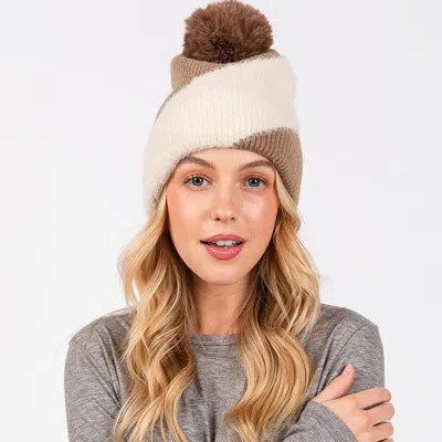 Fashnzfab Fuzzy Detailed Fleece Pom Pom Beanie Hat In Gray