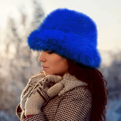Fashnzfab Fuzzy Faux Fur Bucket Hat In Multi