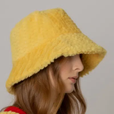 Fashnzfab Fuzzy Faux Fur Bucket Hat In Yellow