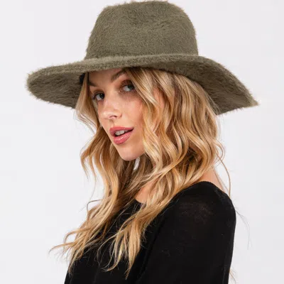 Fashnzfab Fuzzy Fedora Hat In Green