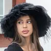 Fashnzfab Fuzzy Fluffy Faux Fur Winter Bucket Hat In Black