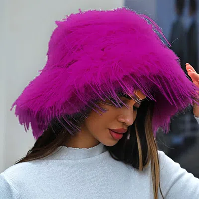 Fashnzfab Fuzzy Fluffy Faux Fur Winter Bucket Hat In Pink