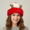 Fashnzfab Fuzzy Fur Antlers Accent Christmas Knit Beanie Hat In Red