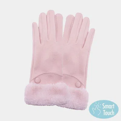 Fashnzfab Fuzzy Fur Collar Faux Suede Smart Touch Gloves In Gray