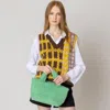 Fashnzfab Fuzzy Fur Mini Tote Bag In Green