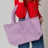 Fashnzfab Fuzzy Fur Tote Bag In Purple