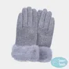 Fashnzfab Fuzzy Fux Fur Collar Smart Touch Gloves In Purple